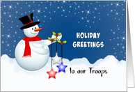 Christmas Greeting Card to our Troops-Snowman-Star Shaped Ornaments card