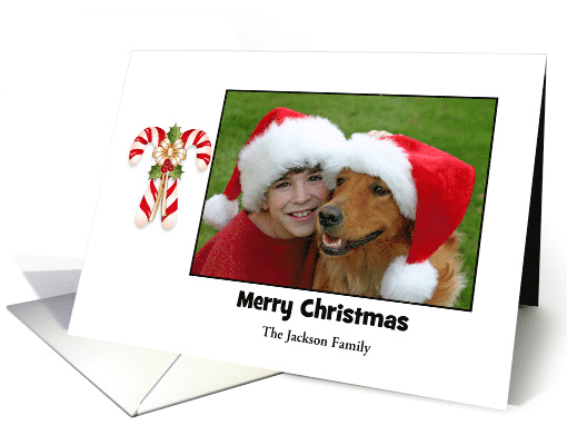 Christmas Photo Card with Candy Canes Customizable Text card (972929)