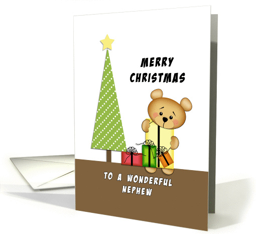 For Nephew Merry Christmas Greeting Card-Bear-Christmas... (975983)