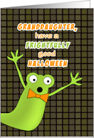 Granddaughter Halloween Greeting Card-Green Gremlin-Monster Design card