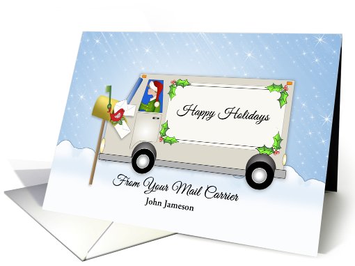 Custom Christmas Greeting Card From Mail Carrier-Postal Service card