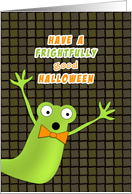 Halloween Green Monster-Ghoul Greeting Card-Frightfully Good Halloween card