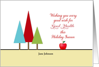 For Fitness Trainer Instructor Christmas Card-Custom Text-Apple-Trees card