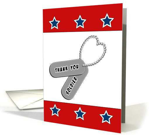 For Soldier-Patriiotic Thank You Greeting Card-Stars-Dog Tag card