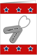 For Soldier-Patriiotic Thank You Greeting Card-Stars-Dog Tag card