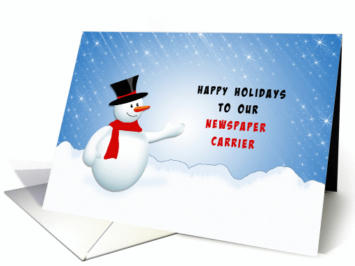 For Newspaper Carrier-Snowman-Snow Scene Christmas card (996813)