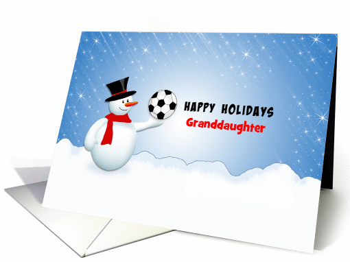 For Granddaughter Christmas Snowman Soccer Ball Greeting... (998031)