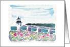 Marshall Point Lighthouse beach roses Maine watercolor Catinka Knoth card