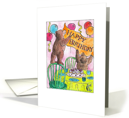 Happy Birthday Teddy bear party card (351547)
