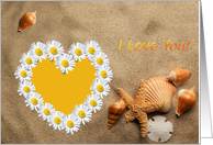 Daisy Heart On The Beach card