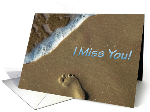 Miss you Footstep on the Beach card (304607)