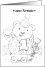 Happy Birthday Bear coloring card