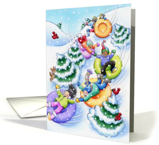 Christmas Snow Tubing card (239015)
