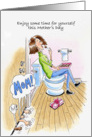 Mother’s Day Card, lady eating chocolate behind locked door card