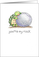 Friend - You’re my rock. Cute turtle with big rock card