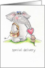 Birthday - Special Delivery of Love - Cute Elephant and Mouse card