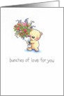 Valentine’s Day, Cute Bear with Heart Flowers card