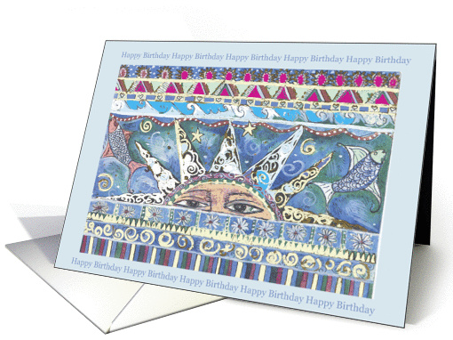 Happy Birthday (Blue Sun And Fish) card (289020)