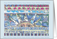 Happy Birthday (Blue Sun And Fish) card