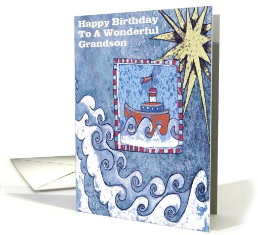 Happy Birthday Grandson (Red Boat) card (295162)