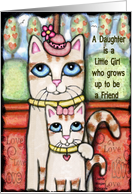 Apple Girl With Tabby Cat Card