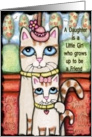 Apple Girl With Tabby Cat Card
