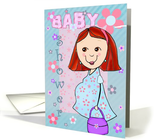Baby shower Invitation - Red headed Mom To Be card (811409)