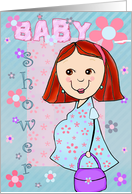 Baby shower Invitation - Red headed Mom To Be card