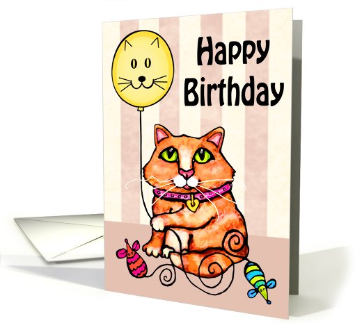 Maine Coon Cat With Balloon Birthday card (811438)