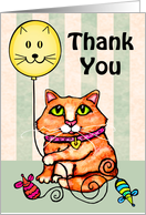 Maine Coon Cat With Balloon Thank You Card