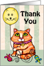 Maine Coon Cat With Balloon Thank You Card