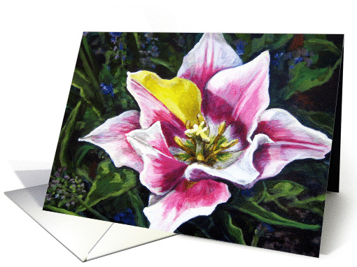 Pink and White Tulip card (190690)