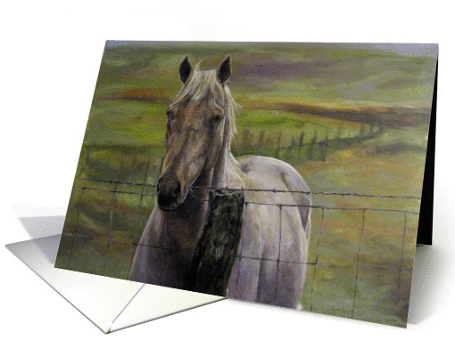 Horse at Fence Painting, Road To Mana card (877569)