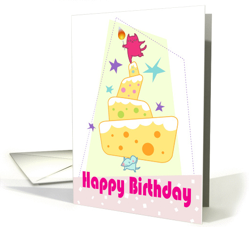 Birthday - mouse cheese cake card (174077)