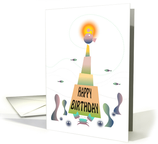 Birthday - Crab's Sand Cake card (174446)
