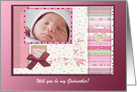 Bow and Hearts in Pink Photo Card, Will you be my Godmother? card