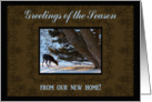 Deer under a pine tree, Greetings of the Season from our new home card