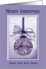 Purple Ornament, Merry Christmas From Our New Home card