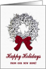 White Berry Twig Wreath, Happy Holidays From Our New Home card