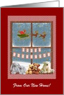 Stuffed Animals in a Christmas Window, From Our New Home card