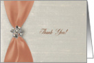 Coral Satin Ribbon with Jewel, Thank you to Bridesmaid card