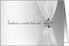 Invitacin a nuestra boda civil, White Satin Ribbon with Jewel, Silver card