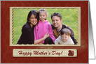 Mother’s Day Photo Card, Flower on Tan & Red Square Diamond Design card