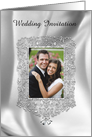 Silver Bells Jeweled Frame Photo Card, Wedding Invitation card