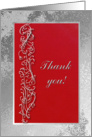 Thank you, Guests 80th Birthday Dinner, Elegant Red and Silver Design card