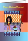 Happy Birthday Homegirl, Girl with Cupcake, Custom Text card