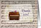 Thank You Church Musician, Piano with Flowers on Music Sheet card