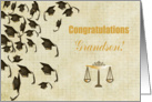 Grandson Law School Graduation Congratulations, Caps & Legal Scale card