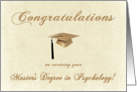 Master’s Degree in Psychology Graduation Congratulations, Gold Cap card