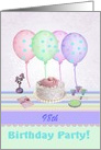 98 Birthday Party Invitation, Cake, Balloons, & Flowers, Custom Text card